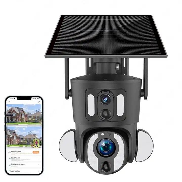 9Wの太陽光パネル 5-40M IR 距離を持つダブルレンズソーラーWiFi インテリジェントカメラ