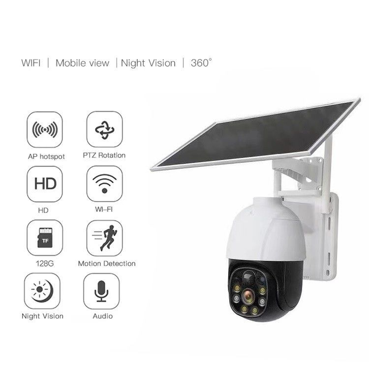 CE 2MP IP WiFi 太陽光発電のセキュリティカメラ PTZ 360度 H.265 無線