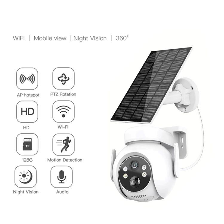 2MP WiFi 太陽光モーションカメラ 防水 2 Way Talk カラー ナイトビジョン
