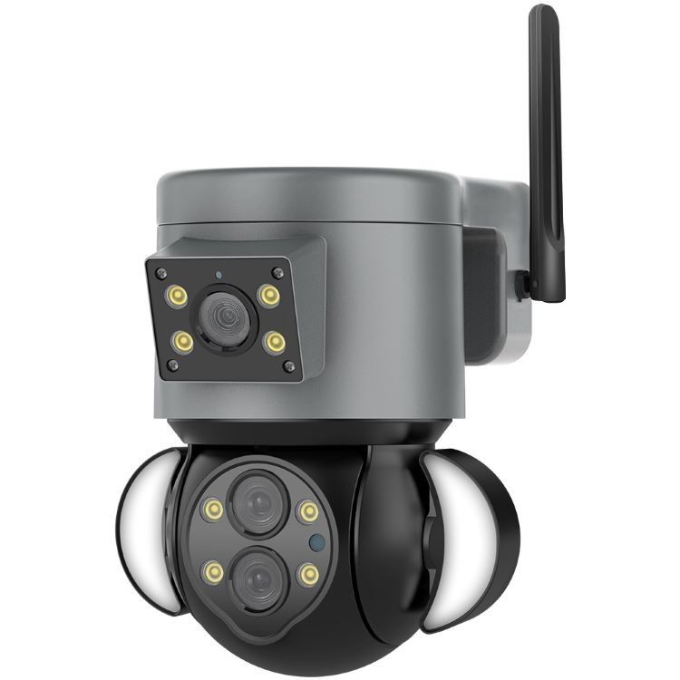トリプルレンズWiFiセキュリティカメラ HD 8MP カラーナイトビジョン 屋外防水