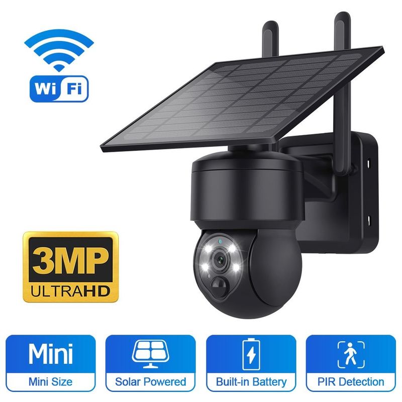 屋外 PTZ 3MP 太陽光発電のCCTVカメラ 黒色 天気防護
